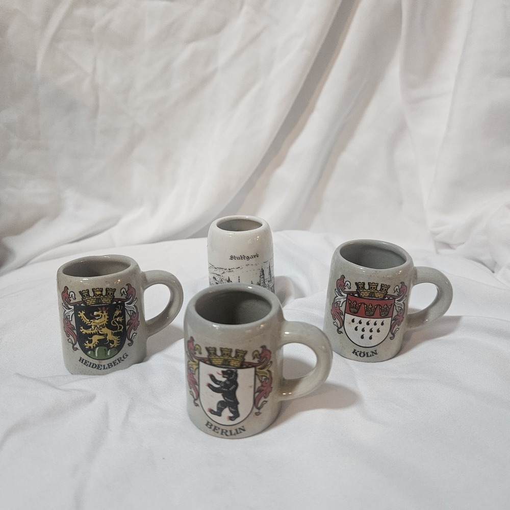 Vintage German Miniature Souvenir Beer Stein Shot Glasses - Set of 4
